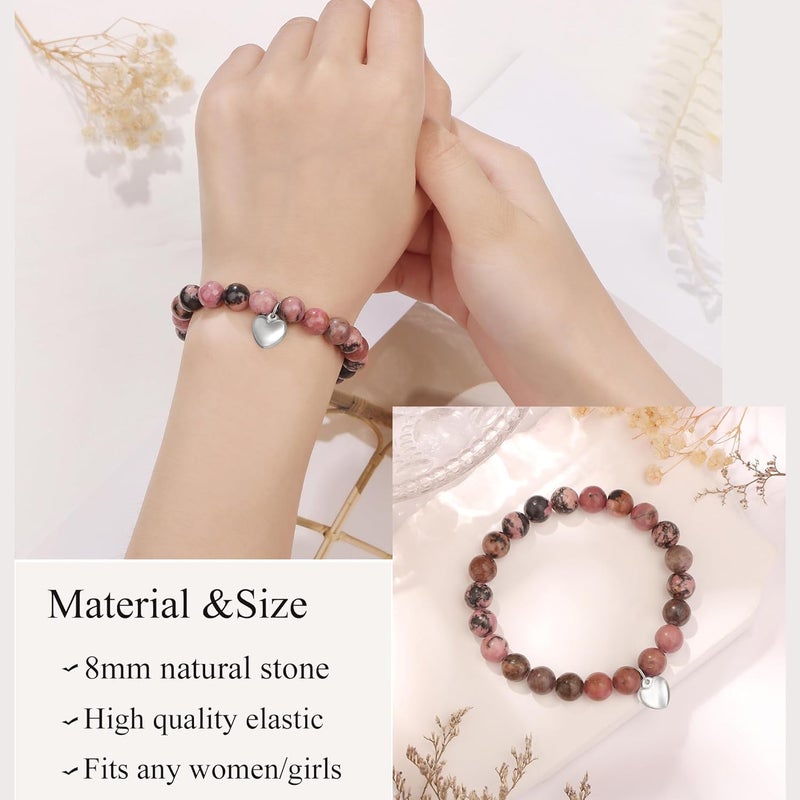 Yiyang 13th 16th 18th 21st 25th 30th 35th 40th 45th 50th 60th 65th 70th 75th 80th Birthday Gifts for Women, Natural Stone Bracelet Birthday Gifts for Women Mom Daughter Grandma Sister Coworker - Image 2